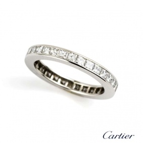 Cartier 18k White Gold Diamond Full Eternity Ring 1.76ct Size M